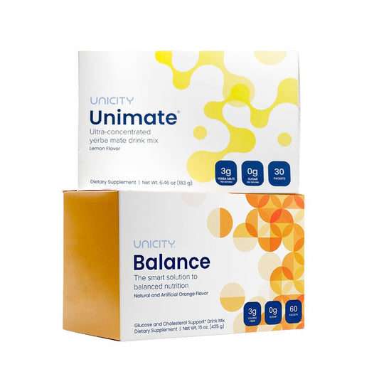 UNICITY FEEL GREAT Set mit Balance & Unimate LEMON Verpackung