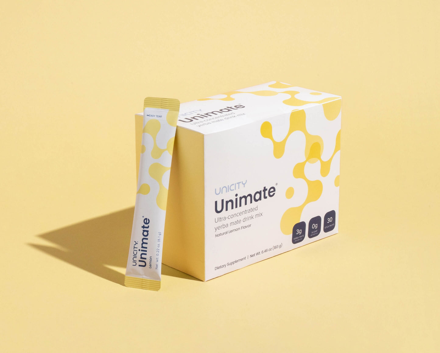 UNICITY Unimate Lemon Verpackung mit einer Portion Tüte als Ansicht